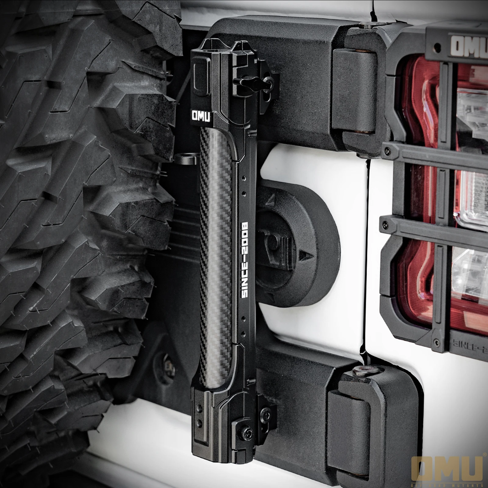 Flag Pole Holder Bracket for Jeep Wrangler JL JK, CNC Machined Aluminum Alloy & Dry Carbon Fiber, Titanium Black, OMU003