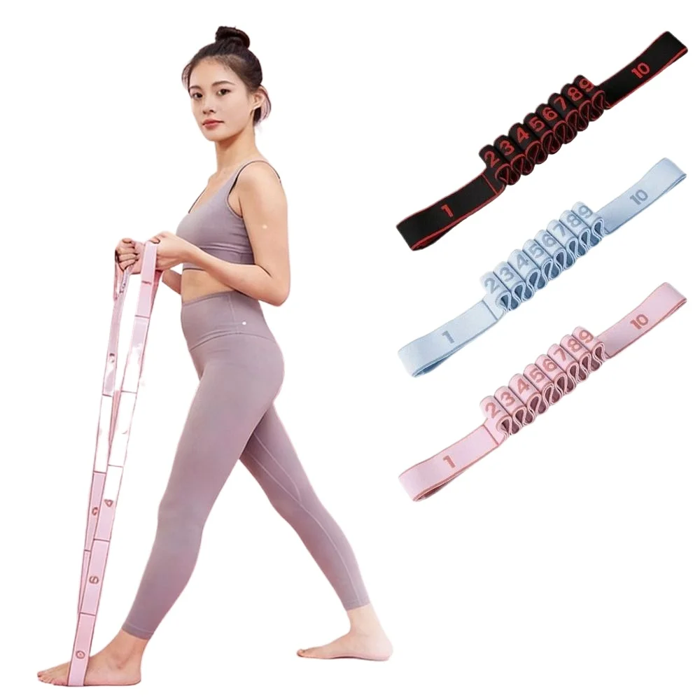 Adjustable Digital Resistance Band Multi-Functional Elastic Yoga Stretching Belt for Dance And Fitness Adult Size 10/12 Grid