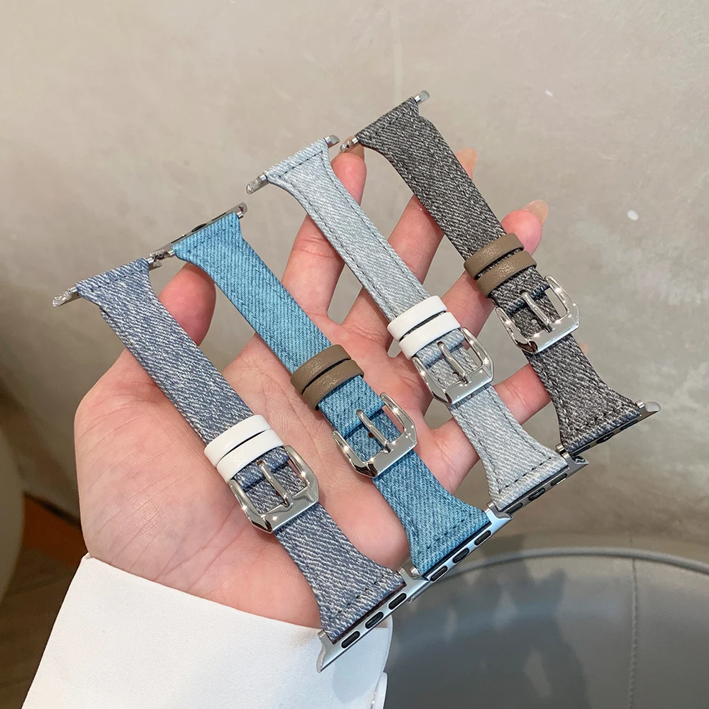

Винтажный модный джинсовый металлический ремешок для Apple Watch Series 8/7/6/10, 40 мм, 41 мм, 38 мм, 42 мм, 44 мм, 45 мм, 46 мм, для женщин и мужчин