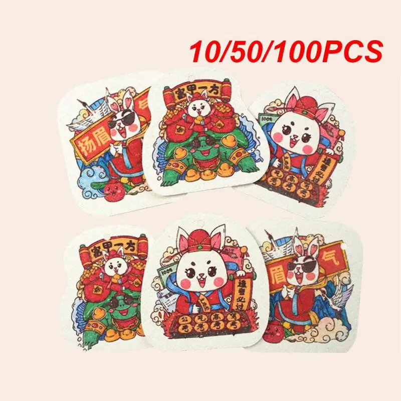 10/50/100pcs סיר לנגב קריקטורה עץ ניקוי כלים להסרת שמן ספוג לנגב מטבח ביתי