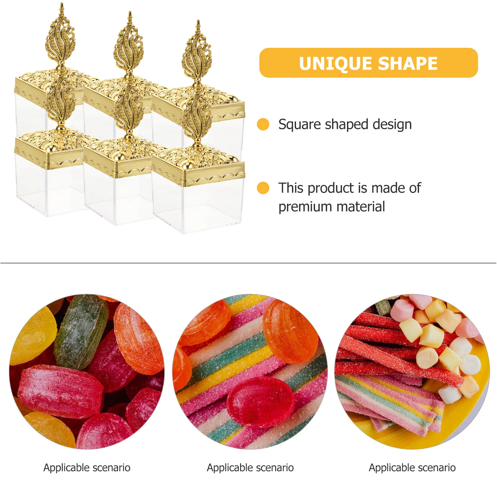 

12pcs Gold Decorative Box Transparent Square Plastic Candy Gift Box For Wedding Party Valentine Christmas Favor Packaging