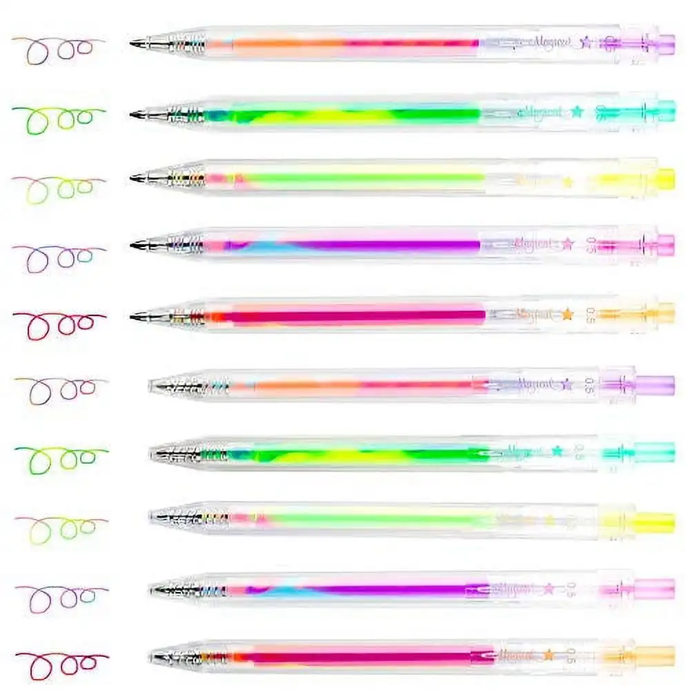 [10 Pack] Mixing of 3 Colors Magic Gel Pens Retractable Colored Ballpoint Pen Set for Class Notes, Doodling Scrapbooking