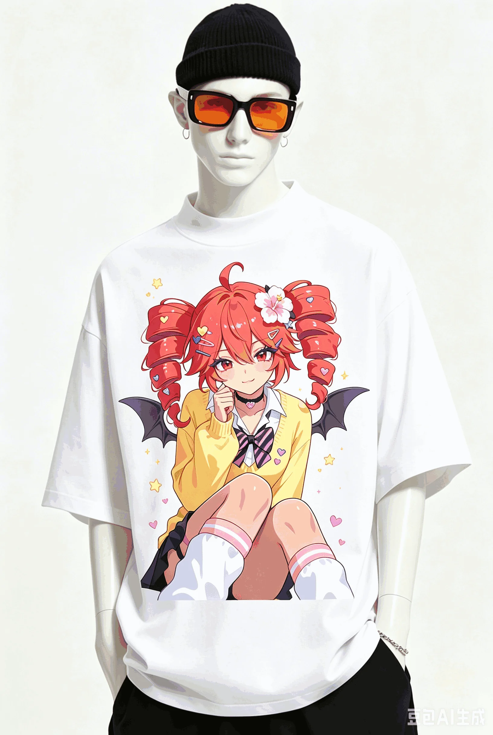 Kasane Teto Übergroßes Unisex-T-Shirt mit Grafikdruck und Rundhalsausschnitt für Männer und Frauen, hochwertige Y2k-Kurzarm-Streetwear aus weicher Baumwolle – Detail 29