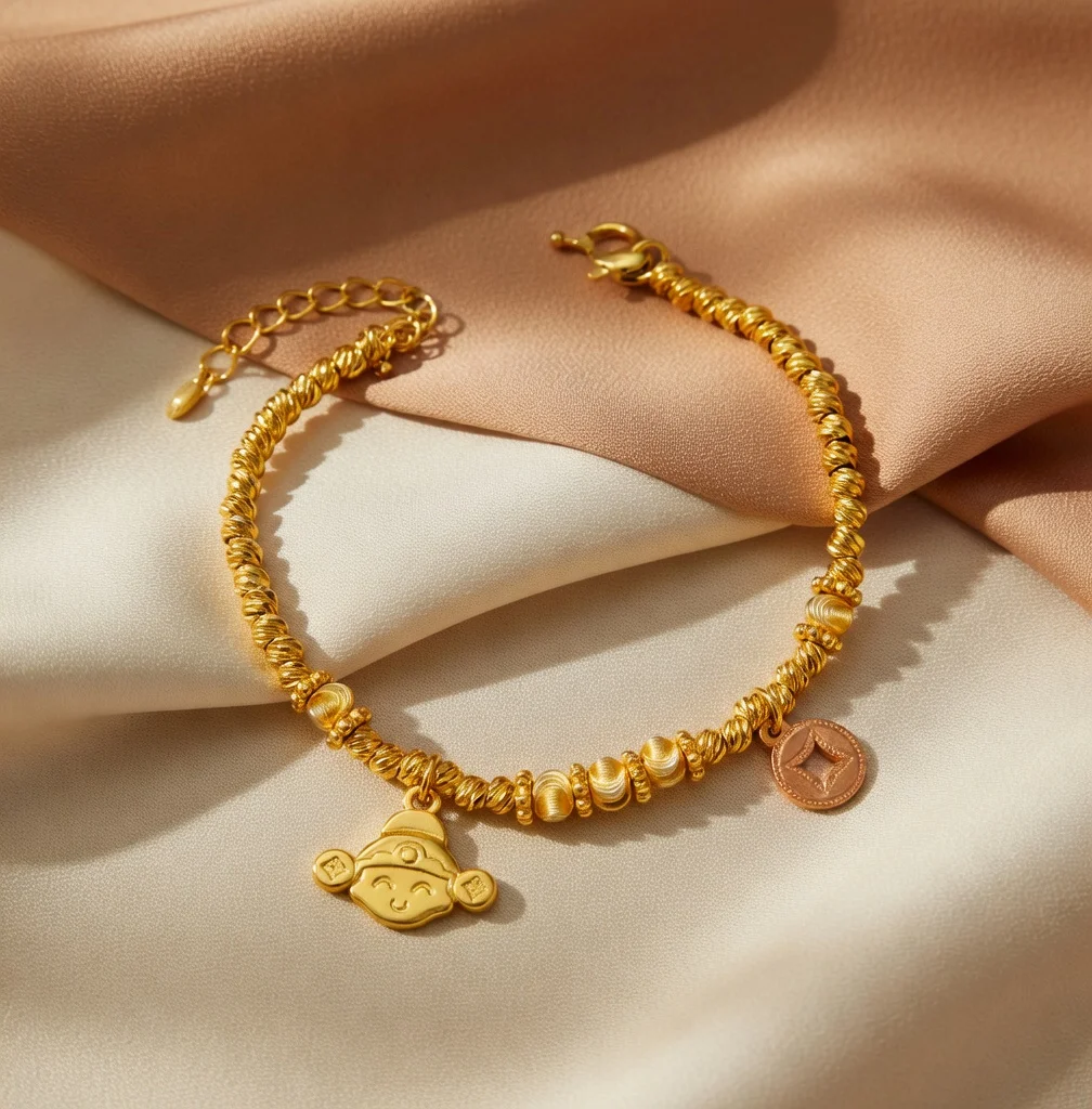 

Элитный браслет-талисман для женщин с золотыми диско-бусинами, эффектом кошачьего глаза и медной монетой, привлекающий богатство и удачу