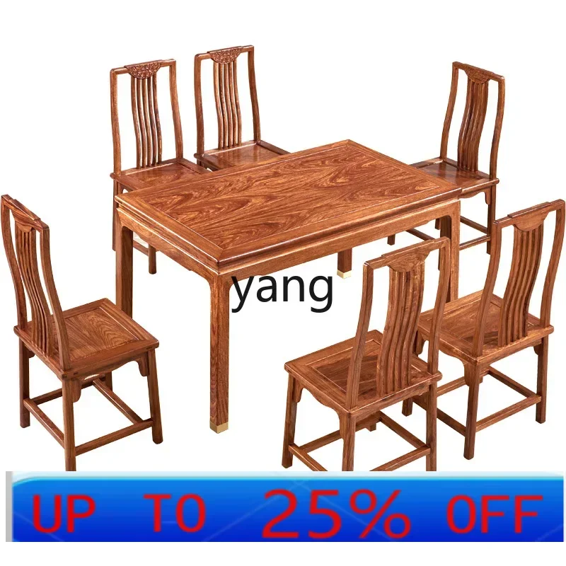 

LMM mahogany rectangular dining table and chair combination simple household all solid wood dining table