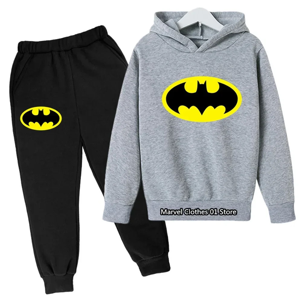 Batman- Hoodies Sets Kids Clothes Girls Clothing Tops Pants Suits 4-14 Years Old ports Suits Hoodies Sweater