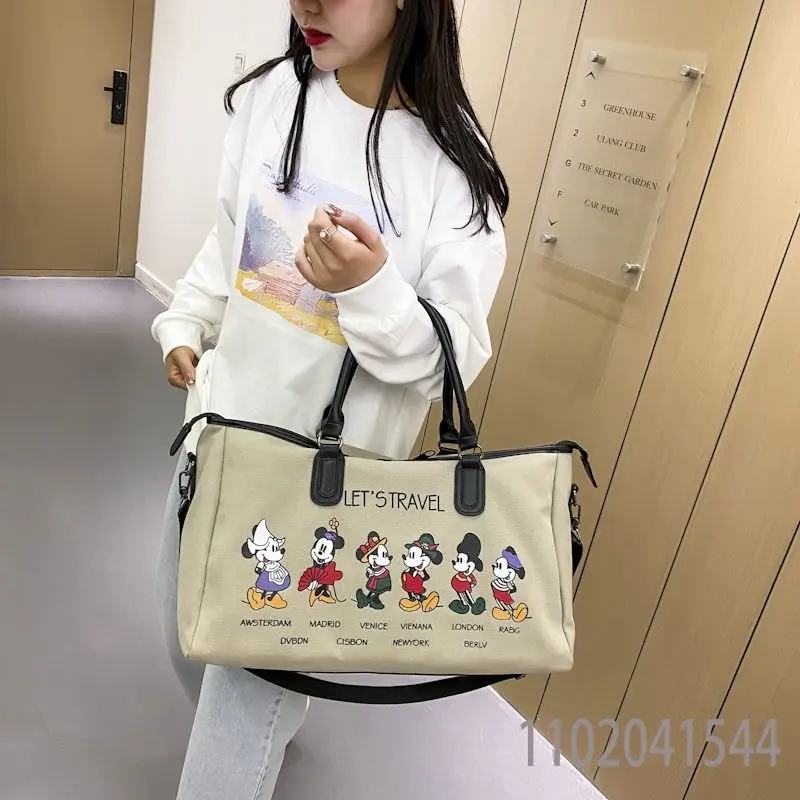 Imagem -04 - Disney Mickey Mouse Bolsa de Fitness Lona Viagem Mochila Grande Capacidade Viagem de Negócios Lazer Bolsa de Viagem de Armazenamento para Mulher Menina