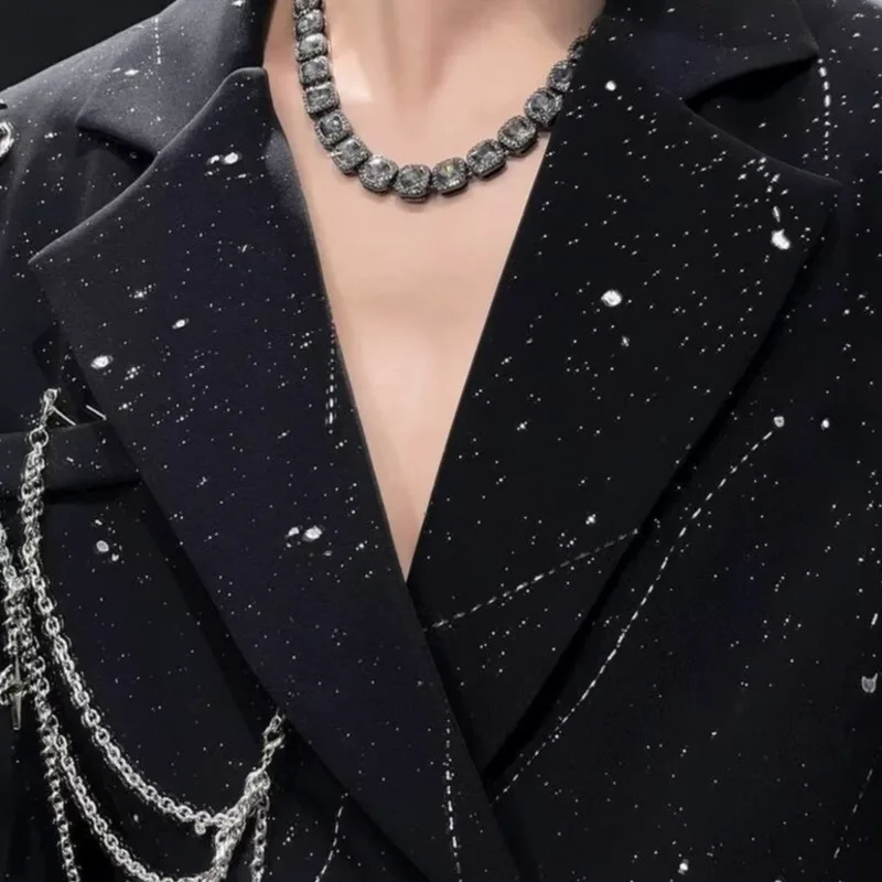 Męska marynarka WVGA na wiosnę i jesień, nowy model, wzór z efektem rozprysku tuszu, styl darkwear, modny, niszowy, szykowny, casualowy, z kołnierzykiem, Ins W17167