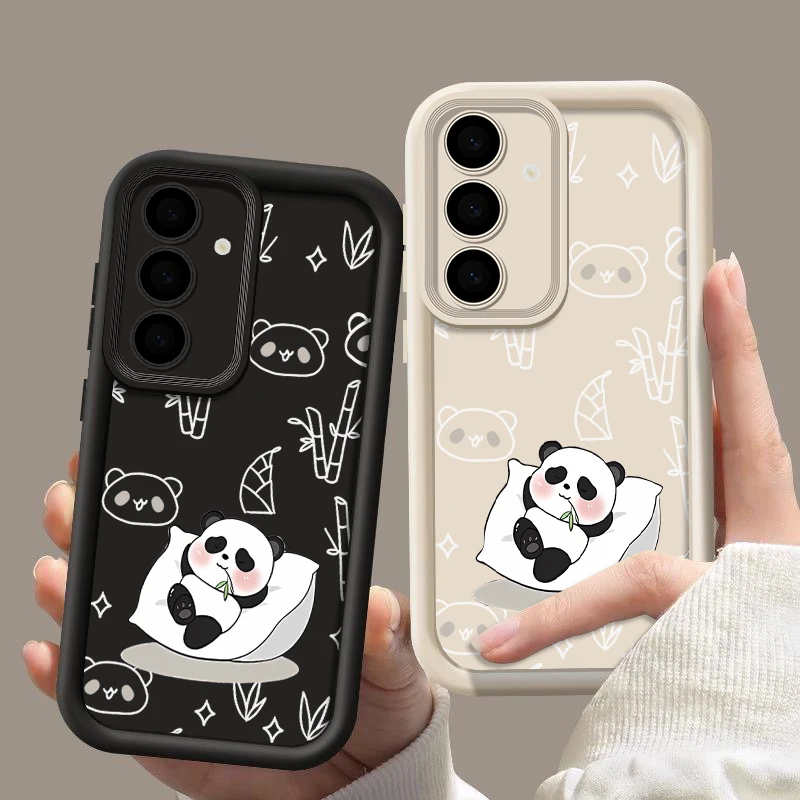 Cartoon Panda Case For Samsung Galaxy S24 S23 S22 Ultra S21 Plus S20 FE A55 A35 A15 A52 A53 A54 A14 A34 5G Silicone Phone Cover