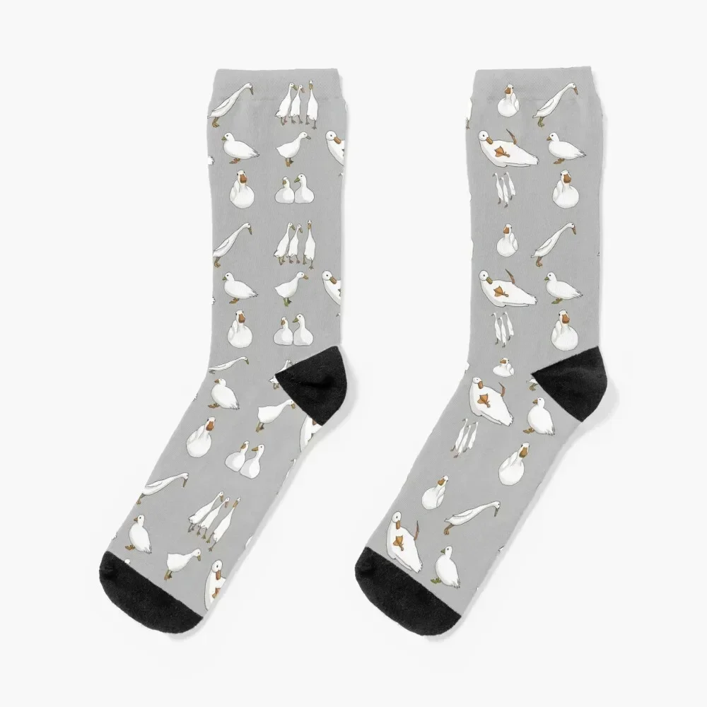 

cute white call and runner ducks Socks warm winter with print floor anti slip football Boy Child Socks Women's