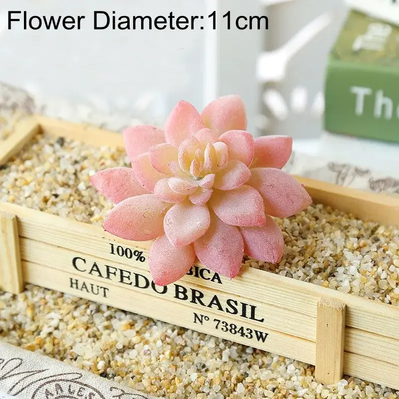 11cm grande verde púrpura rosa blanco flocado plantas suculentas artificiales hogar jardín sala de estar balcón decoración plantas falsas