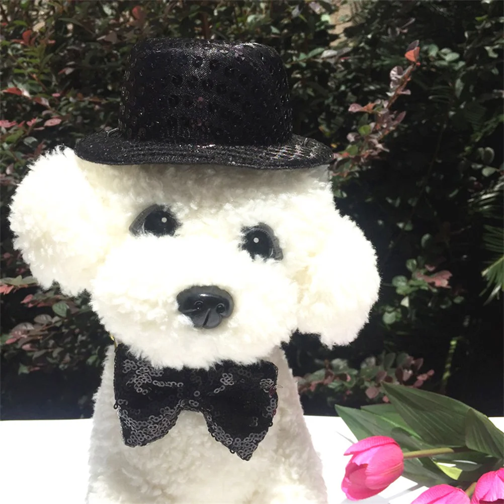 

Pet Hat and Tie Set Black Cosplay Accessory Clothing Items Costume Supplies Outfits
