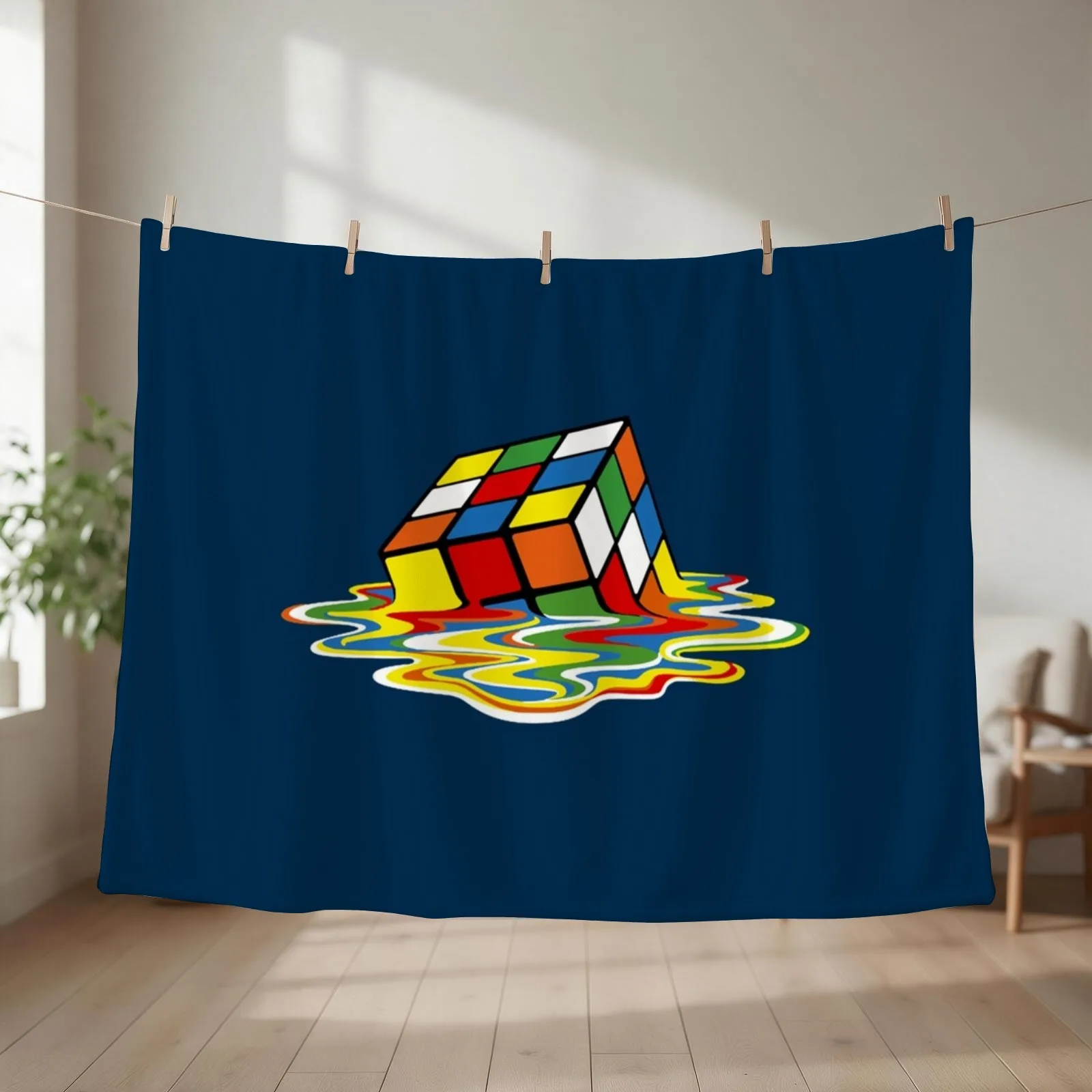 Melting cube Sheldon TBBT Throw Blanket couch cozy soft plush fuzzy picnic outdoor blanket