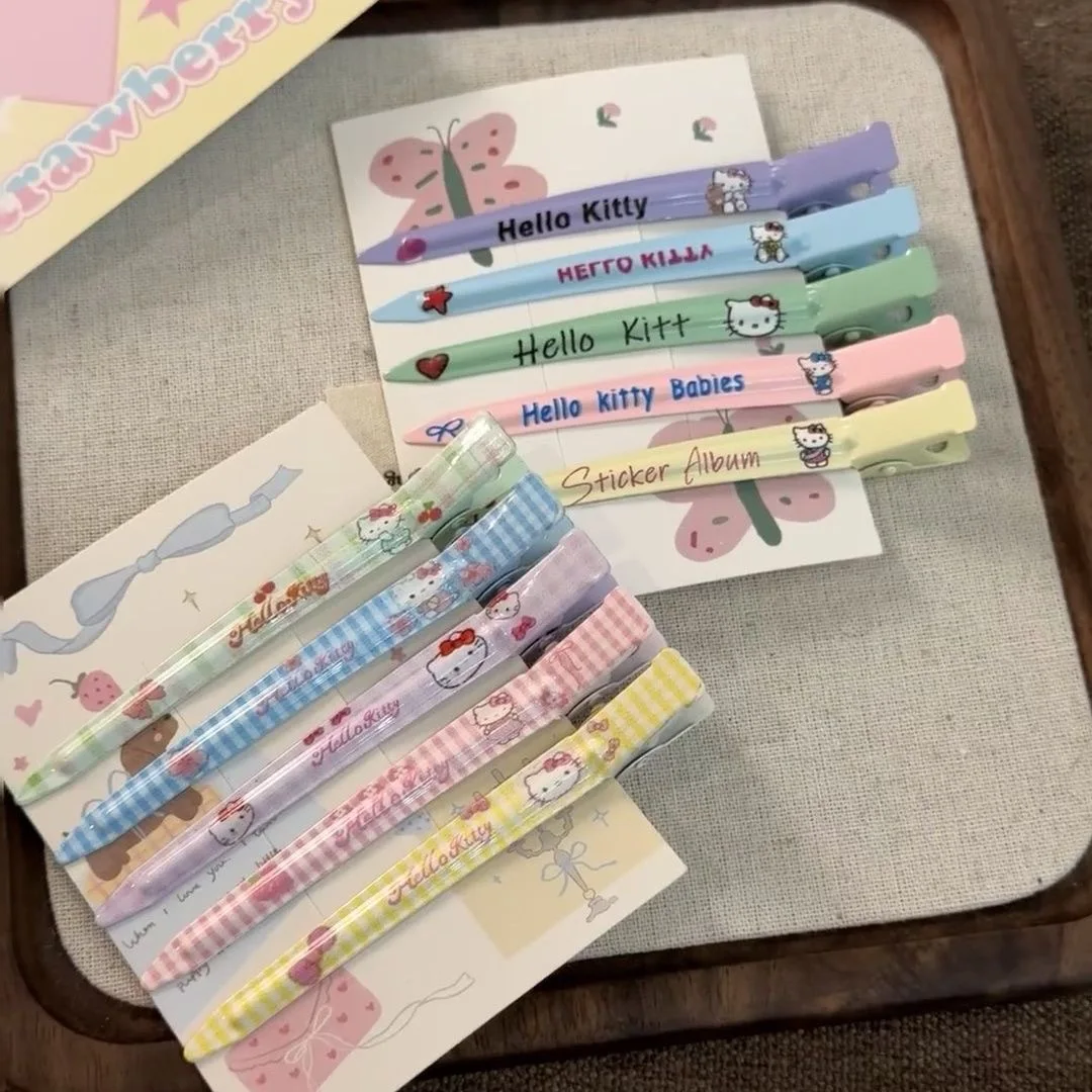 Miniso Kitty Hairpin One-line Hair Card Super Fairy Cute Cartoon Headdress Cute Girl Fluffy Bangs Hair Duckbill Clip