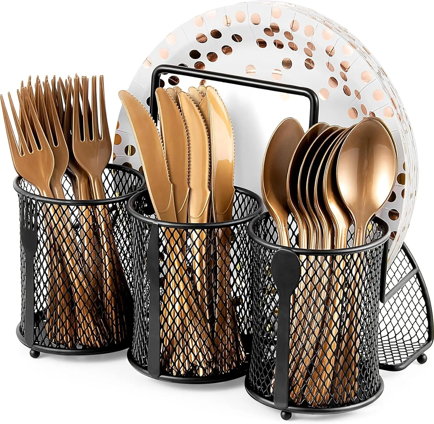 

Utensil Organizer Silverware Caddy - Utensil Holder for Party Metal Cutlery Organizer Silverware
