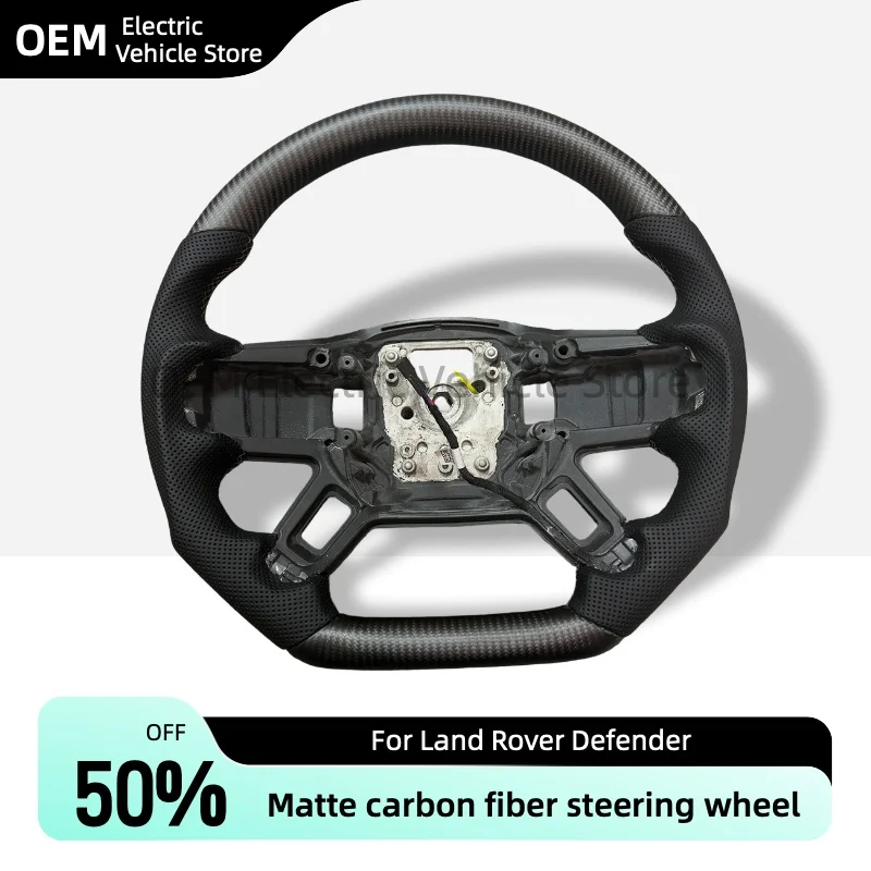 Matte carbon fiber Heated steering wheel for Land Rover Defender Drill holes on the left and right sides