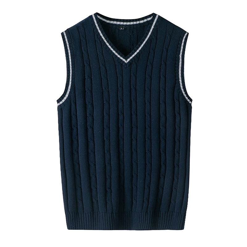 

Мужской вязаный жилет из чистого хлопка, повседневный, винтажный, осенний, модный, для ношения под одеждой, трендовая мужская одежда, трикотаж