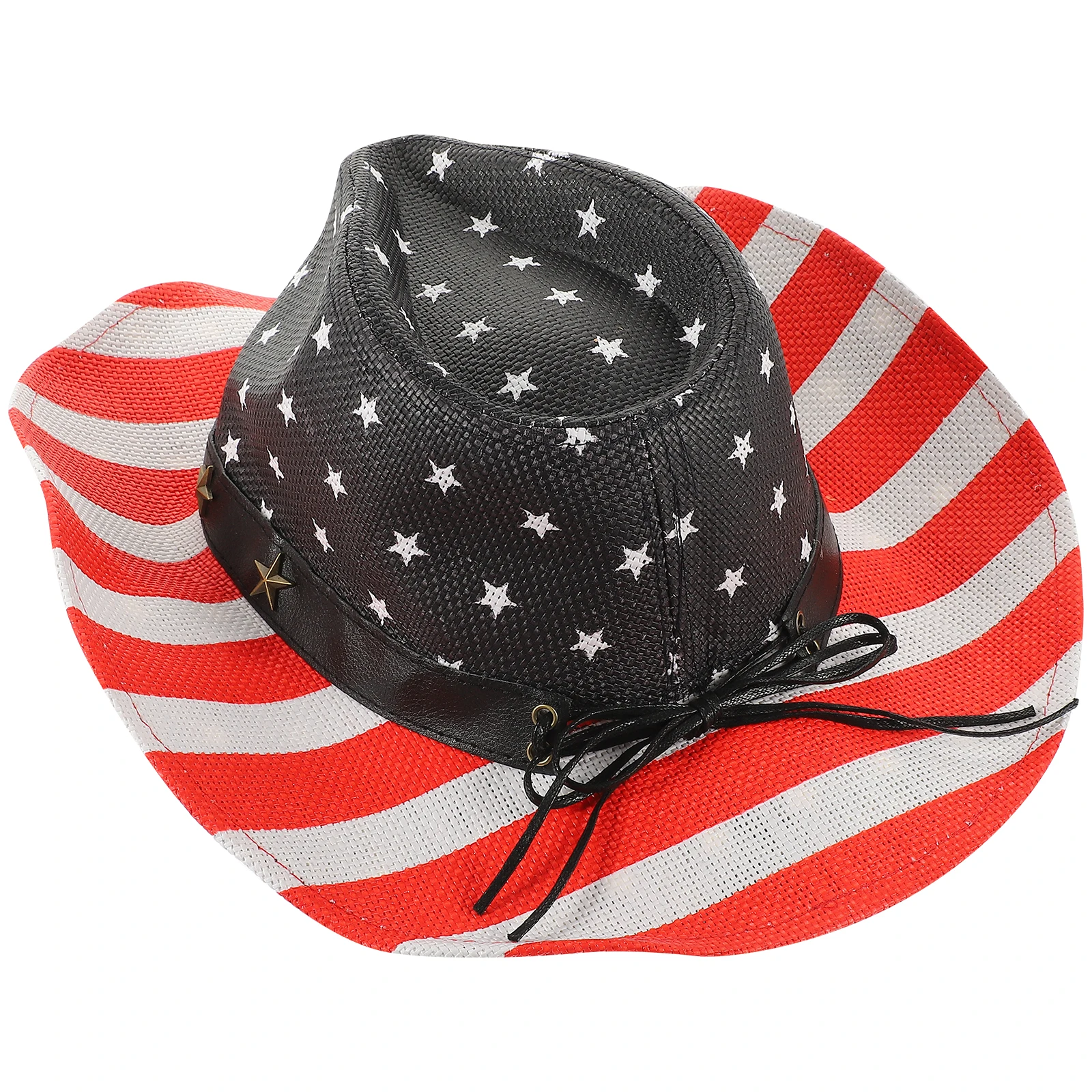 

Cowboy Hat Straw Wide Brim Vintage American Flag Hat Summer Unisex Men Women Classic Style