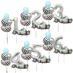 9Pcs Racing Car Foil Balloon 40inch 123 Number Helium Ballons Round Tyre Globos Happy Birthday Party Decorations   Kid Baby Show