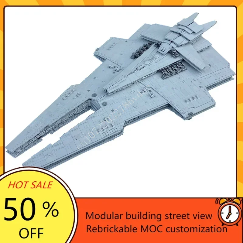 Image of 6392 Teile UCS Harrower-Klasse Dreadnought Weltraum-Krieg Militär MOC Raumschiff Kampfmodell Benutzerdefinierte Puzzles DIY Montagemodell Spielzeug Geschenk