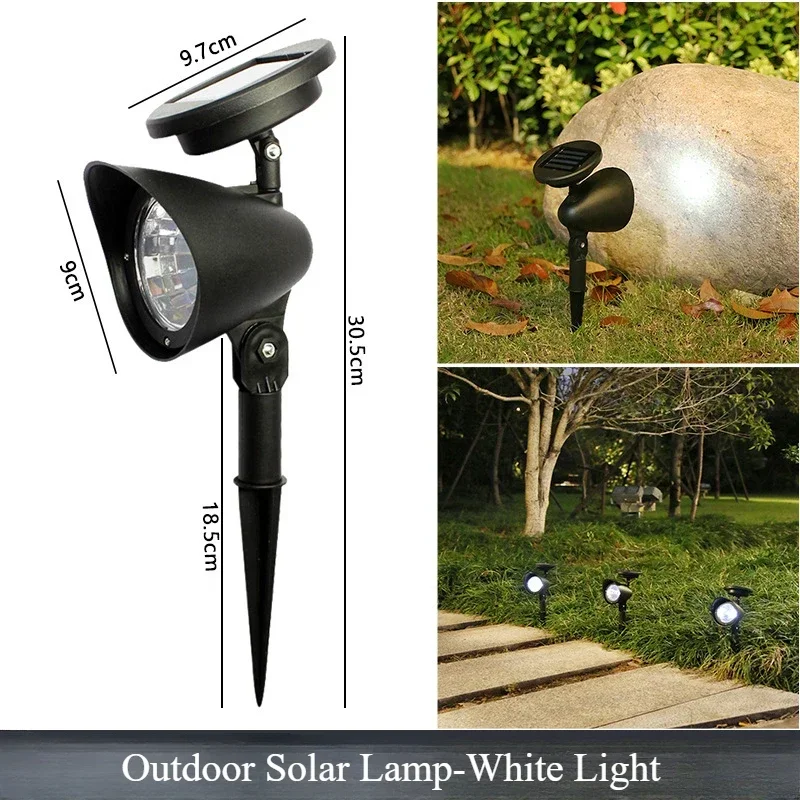 9/4 LED Solar LED-lichtspots Buiten IP65 Waterdichte verlichting Helderheid instelbaar voor tuin Achtertuin Oprit Patio Decor