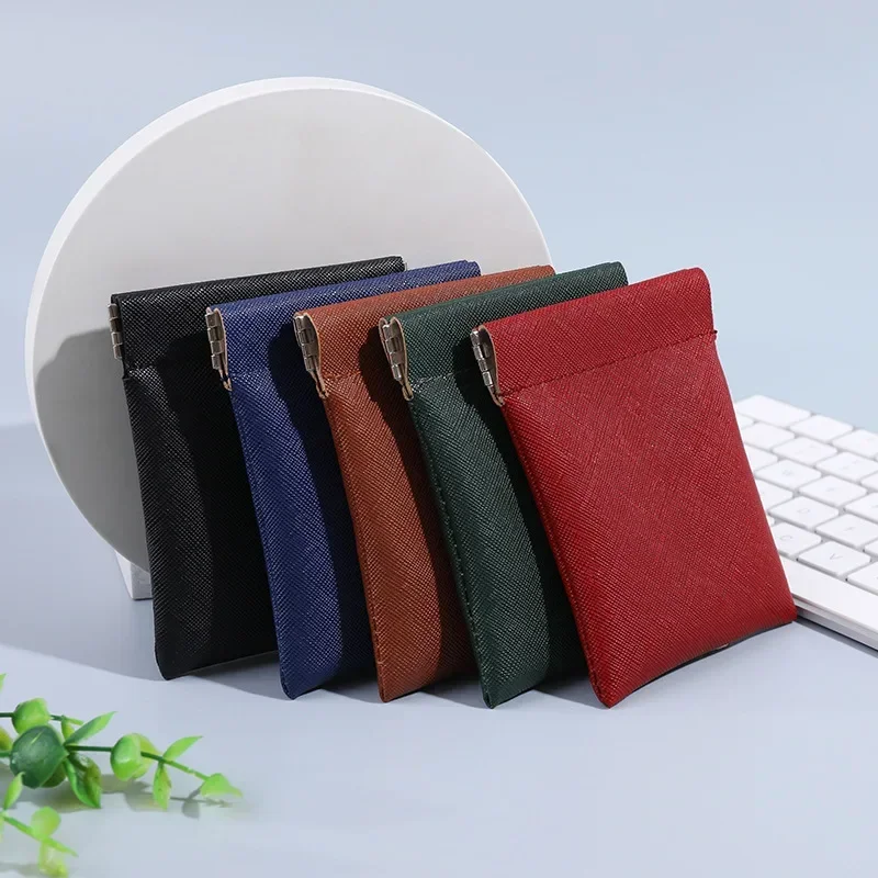 

Mini PU Leather Coin Purse Women Men Small Short Wallet Bag Money Change Key Earbuds Credit Card Holder for Kids Girl Minimalist