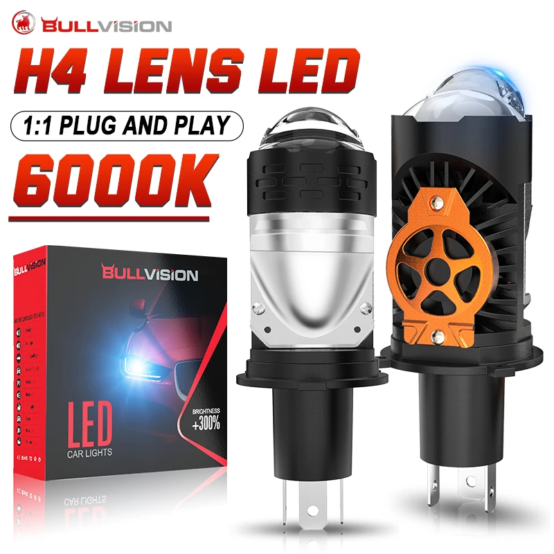 H4 Projector LED Headlight Bulb CANBUS Turbo High Low Beam LHD RHD 12V24V Plug and Play Auto Headlamp Fog Lamp Replacement Light