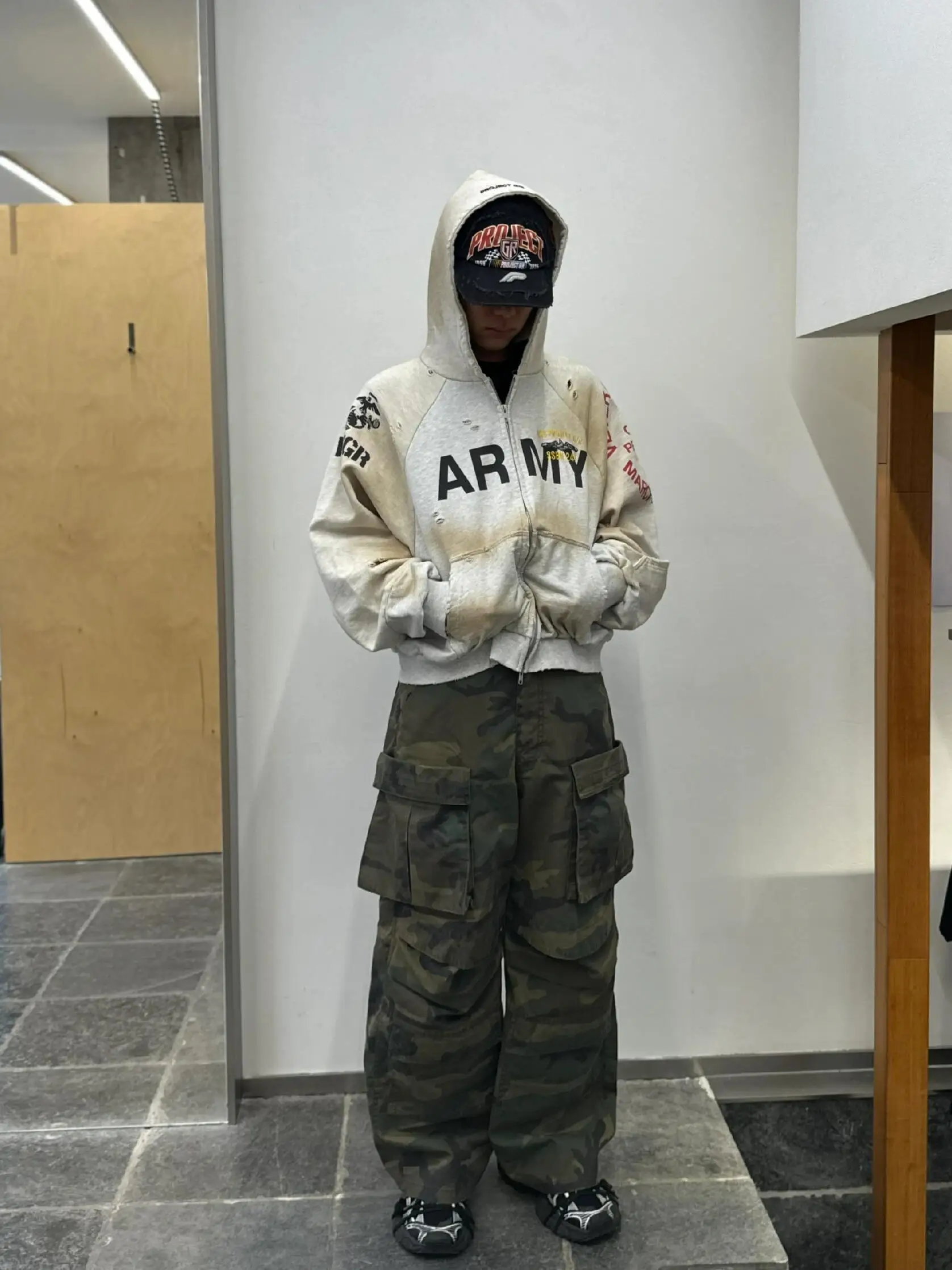 

Американская толстовка-худи из плотного хлопка с молнией и вставками, повседневная уличная одежда для молодежи, осенняя коллекция