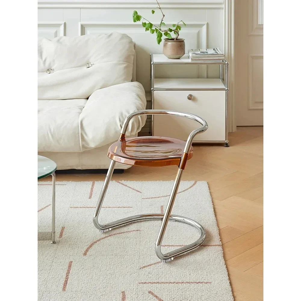 

Nordic Minimalism Style Transparent Chair Metal Material Coffee Shop Dining Chair Creative Home Decor Bedroom Makeup Stool