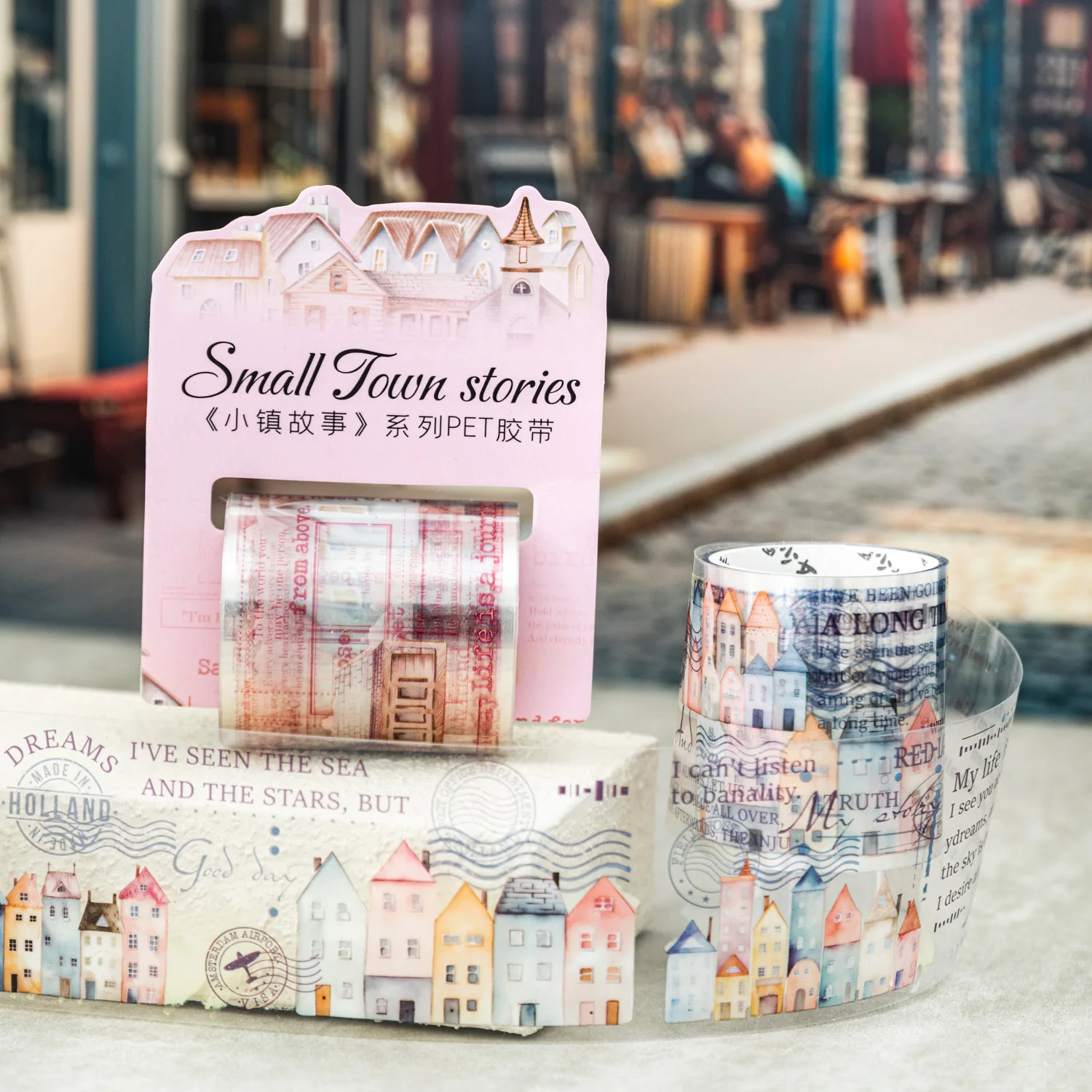 Home Town Themed PET Tapes Junk Journal Supplies Dream House Pattern Washi Tape Stickers for Scrapbooking Photo Albums