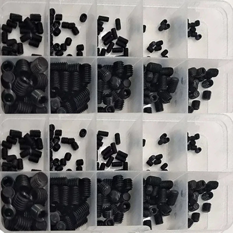 250pcs M3 M4 M5 M6 M8 Screws Internal Hexagonal Flat End set Grade Black Socket Button Head Allen Drive Screws