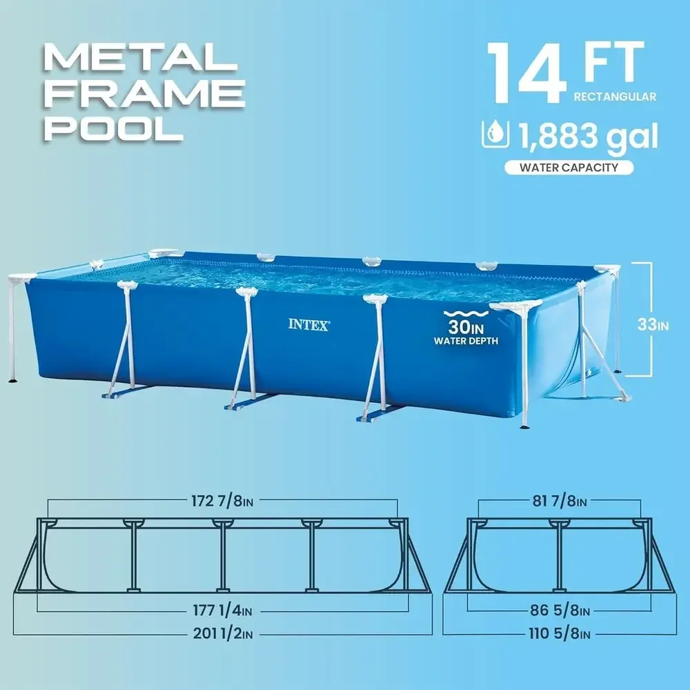 14ft x 9ft Above Ground Steel Frame Swimming Pool without Pump