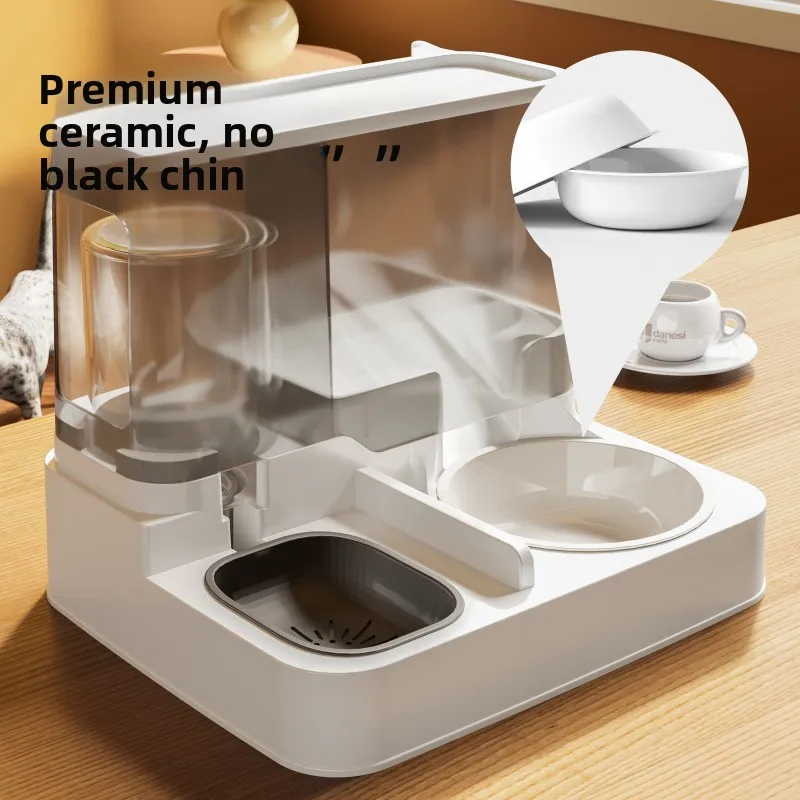 Automated Ceramic  Dog Bowl Water Feeder Integrated Pet Drinking Bowl Smart Pet Feeder Dishwasher Safe  Dog Feeder