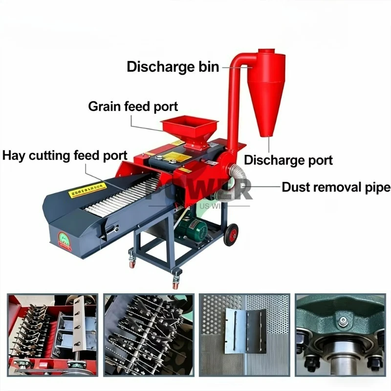 Factory Direct Compatible with3.8T/H  3 in 1 Animal Feed Grass Cutting Machine Hay Chaff Cutter Milling Machine Grass