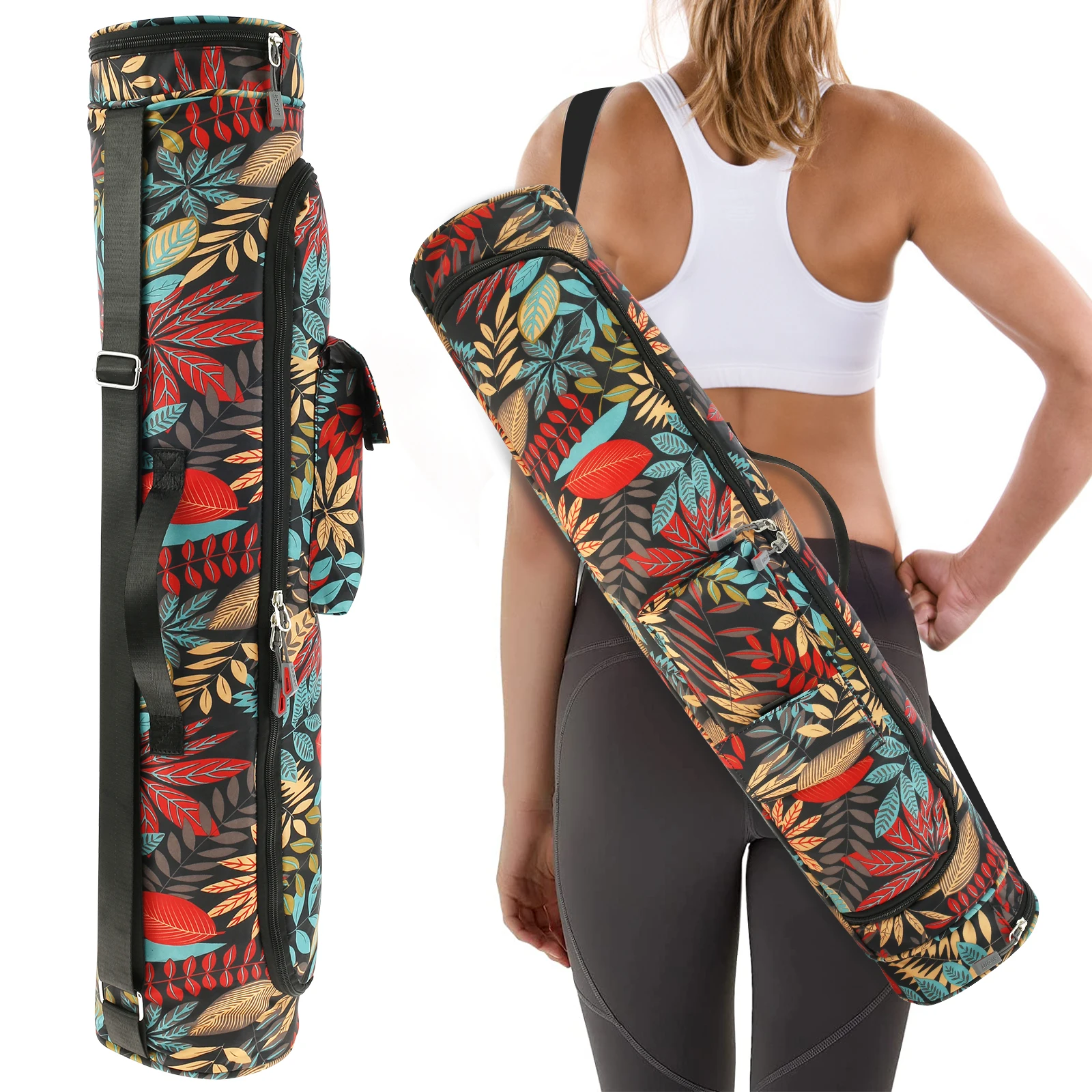 

Yoga Mat Bag Lightweight Nylon Yoga Mat Carrier Bag with Adjustable Shoulder Strap and Storage Pocket Portable Exercise Yoga Mat