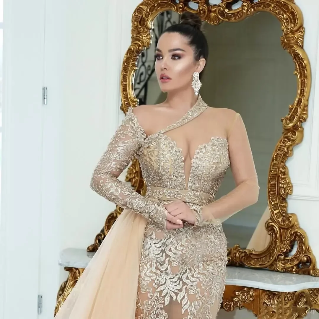 Jupe Détachable en Tulle et Dentelle pour Femme, Tenue de Soirée Élégante, Champagne, Luxe