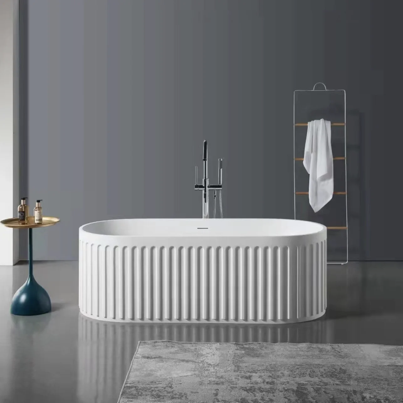 Classic cUPC Deep Soaking Oval bathtub Alone Solid Surface Center Drain Glossy White Adult Acrylic Freestanding Bath Tub