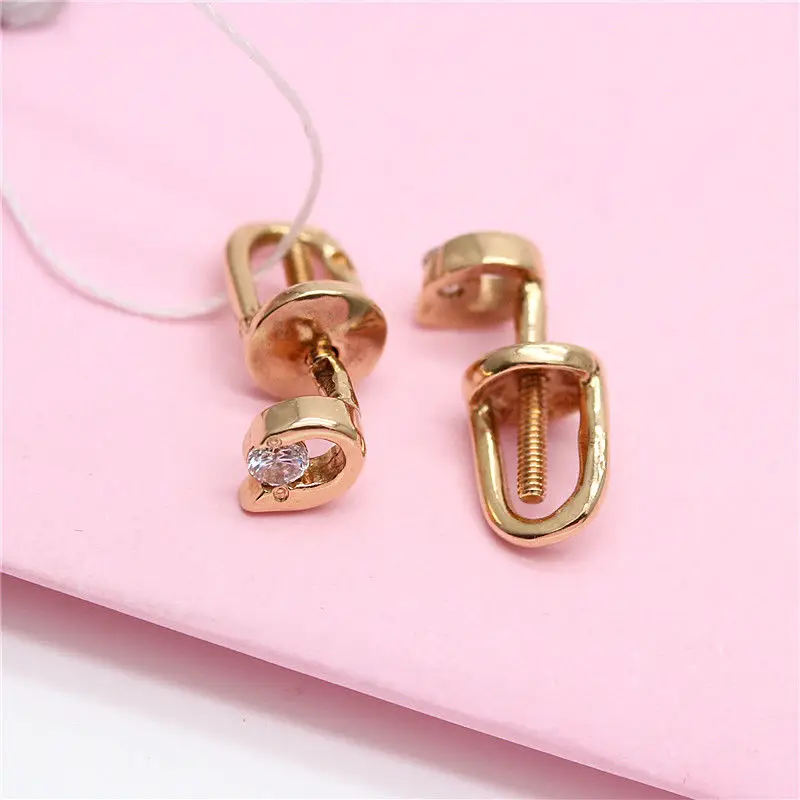 الجديد في 585 أقراط القمر الذهبية الأرجوانية مطلية بمسامير كلاسيكية من الذهب الوردي عيار 14 قيراط أقراط بسيطة للنساء مجوهرات الحفلات