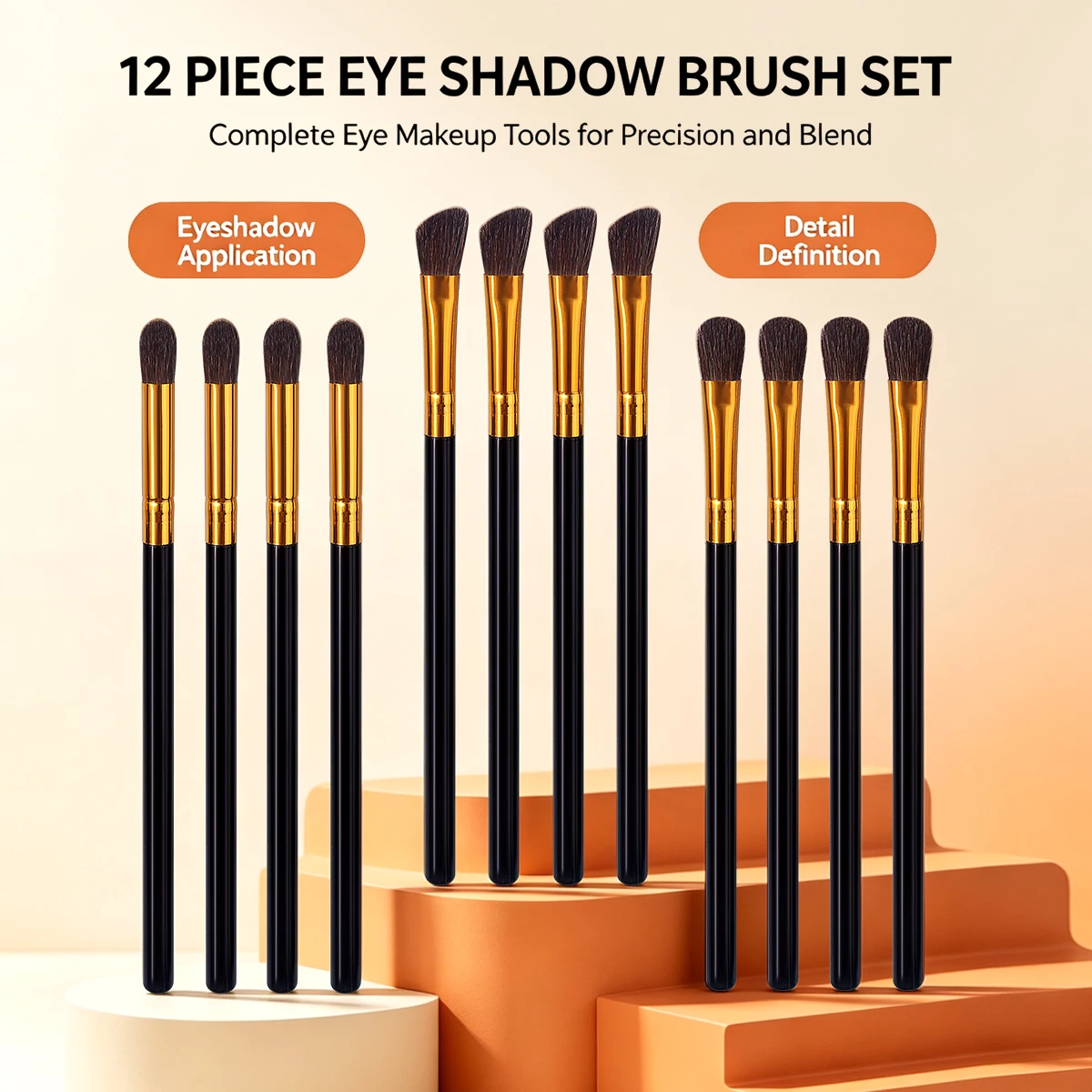 12-piece eyeshadow brush set - ideal for applying eye makeup, blending, contouring and highlighting. Essential for daily makeu