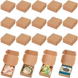 50PCS Gift Wrapping Kraft Paper Box 2.8x2.8x1.3inch Favor Boxes with Lids Earring Ring Small Jewelry Favor Treat Boxes