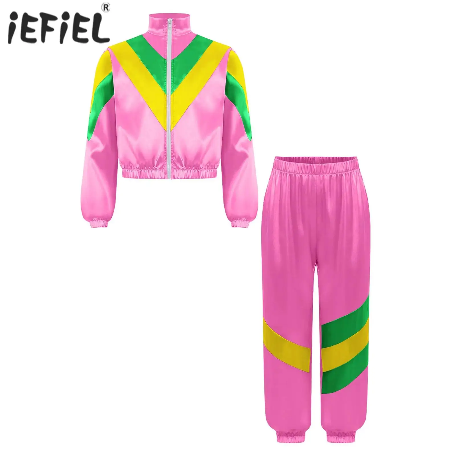 meninos-meninas-70s-80s-agasalho-criancas-hip-hop-brilhante-conjuntos-de-traje-mock-pescoco-manga-longa-punhos-elasticos-topo-e-calcas-de-fundo-elastico