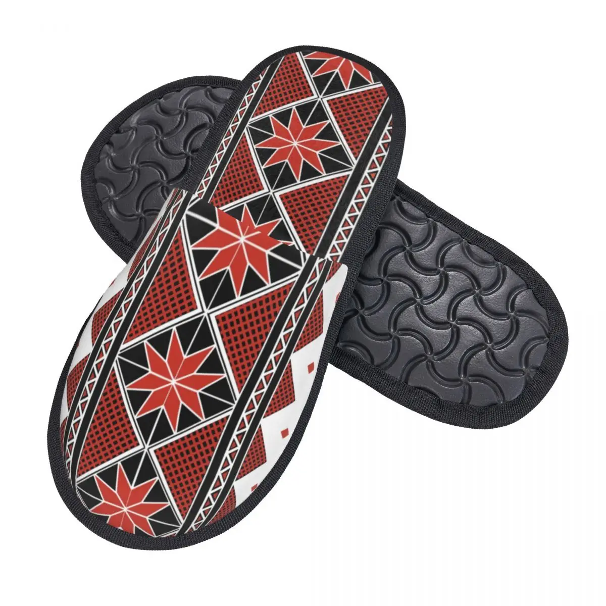 Custom Ukrainian Traditional Embroidery Guest Slippers for Spa Women Vyshyvanka House Slipper