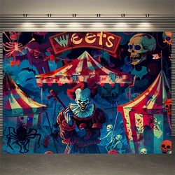 Joker and skull patterns, vibrant circus tent design, perfect for decorating parties and streaming live broadcasts