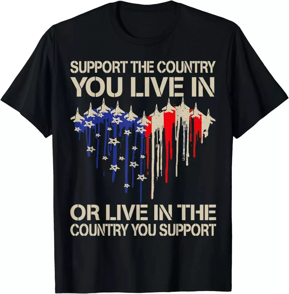 4th Of July Support The Country You Live In American Flag Men's Unisex T-Shirt