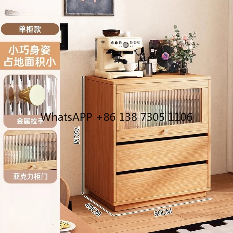 Crack kitchen storage integrated cabinet against the wall Floor narrow side cabinet Microwave oven storage retro cabinet