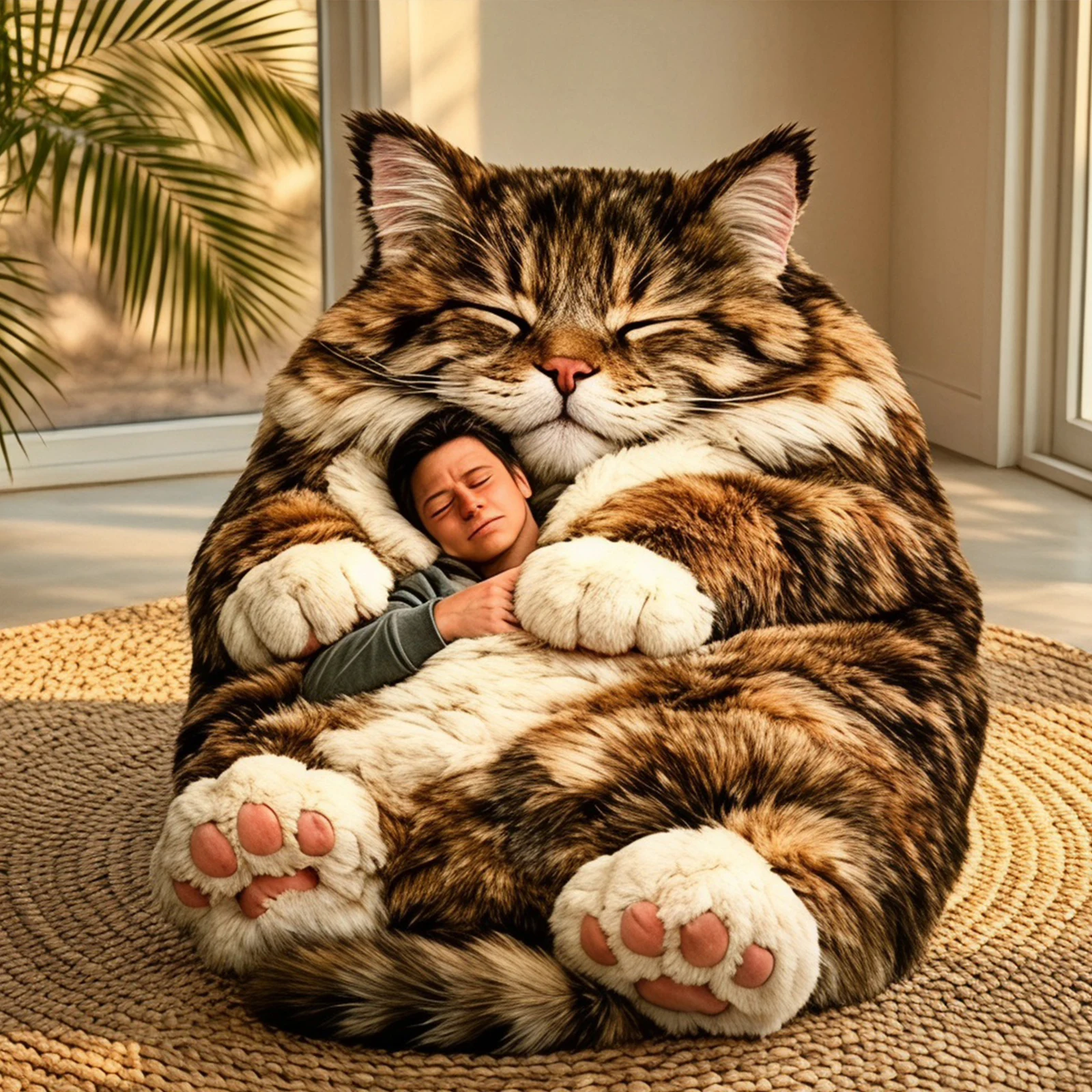 Giant Animal Sleeping Bag Comfortable Fluffy Cat Shaped Sleeping Bag Soft Animal Envelope Blanket for Adults Winter Outdoor Use