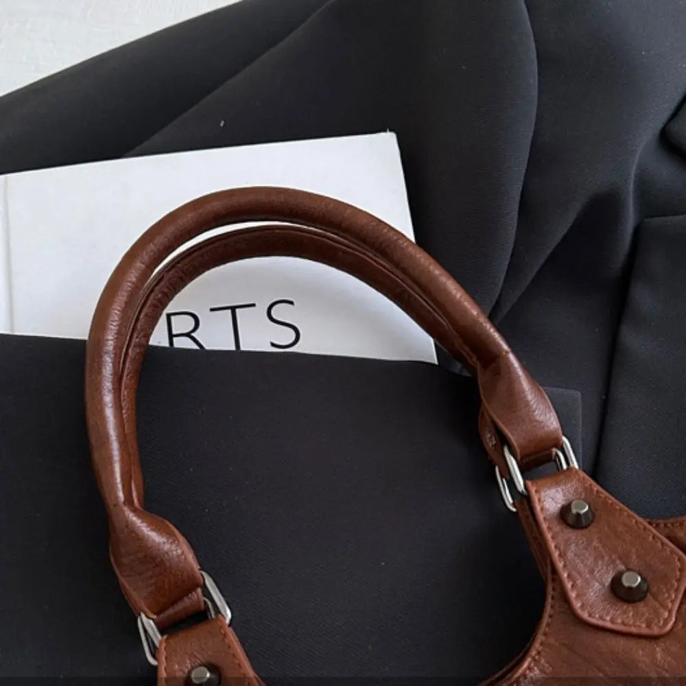 

PU Leather Gothic Cross Crossbody Bag Retro American Style Large Capacity Locomotive Style Underarm Bag Solid Color