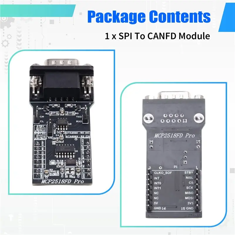 AA60 SPI to CANFD Module MCP2518FD, ATA6560 Transceiver CAN Bus Module, Super MCP2515 Controller, 8Mbps Data Rate for Automotive