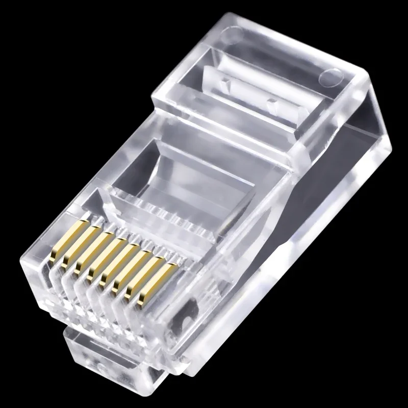 cncob curved shrapnel network connector cat5e computer cable connector plug rj45 8p8c crimp crystal head copper chip 30pcs