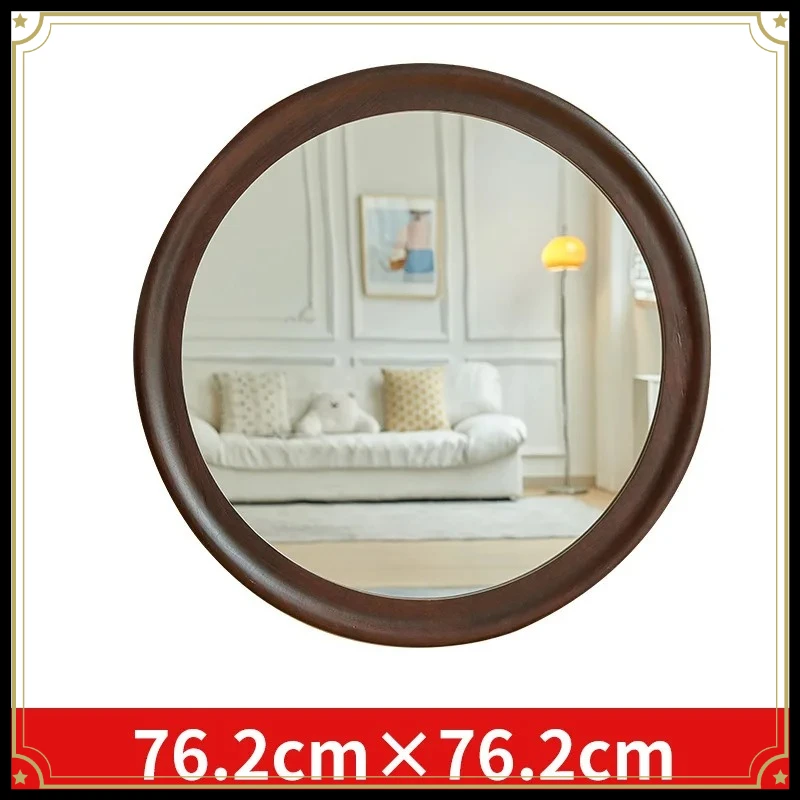 X-S  Round Vintage Framed Bedroom Makeup Mirror Living Room Wall Decor Wall Hanging Mirror Homestay Hotel Bathroom HG